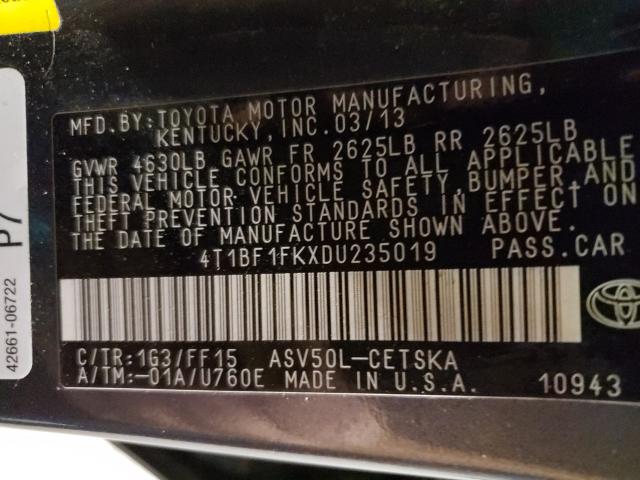 Photo 9 VIN: 4T1BF1FKXDU235019 - TOYOTA CAMRY L 