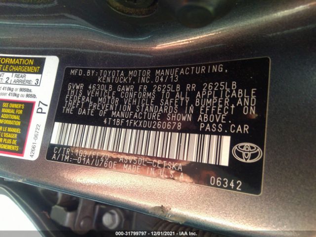 Photo 8 VIN: 4T1BF1FKXDU260678 - TOYOTA CAMRY 