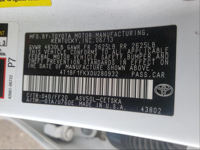 Photo 9 VIN: 4T1BF1FKXDU280932 - TOYOTA CAMRY L 