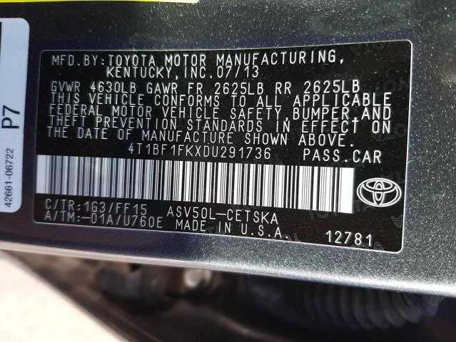 Photo 9 VIN: 4T1BF1FKXDU291736 - TOYOTA CAMRY L 