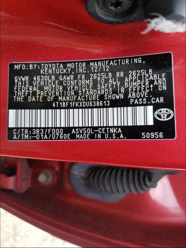 Photo 9 VIN: 4T1BF1FKXDU638613 - TOYOTA CAMRY L 