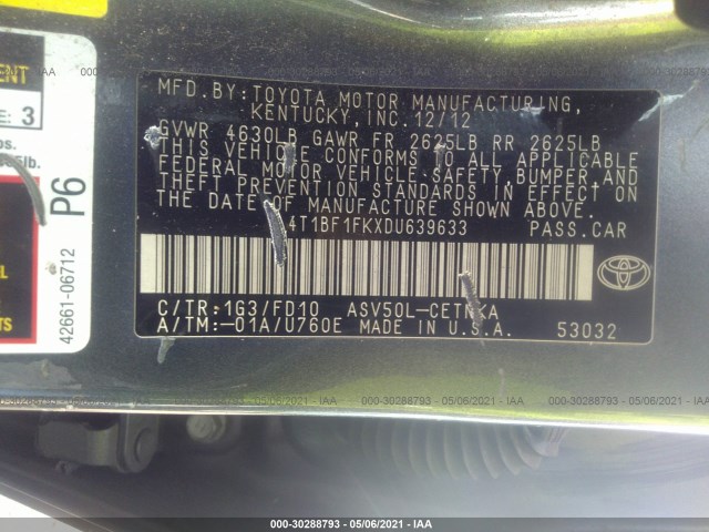 Photo 8 VIN: 4T1BF1FKXDU639633 - TOYOTA CAMRY 