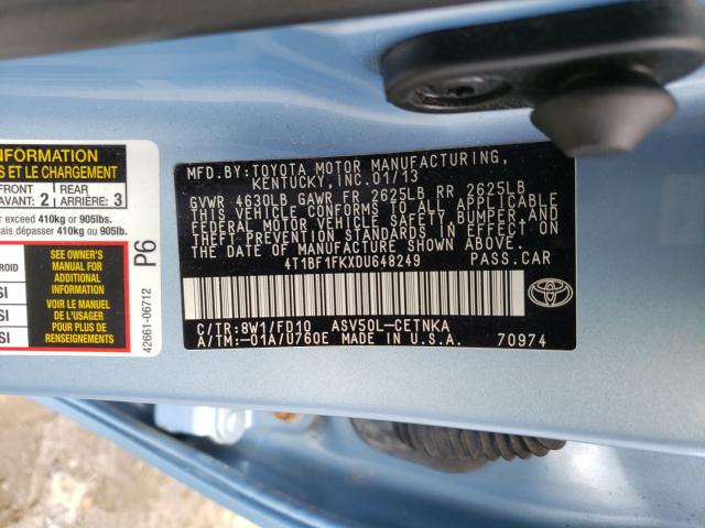 Photo 9 VIN: 4T1BF1FKXDU648249 - TOYOTA CAMRY L 