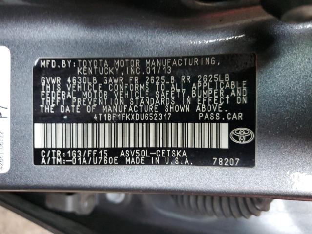 Photo 12 VIN: 4T1BF1FKXDU652317 - TOYOTA CAMRY L 