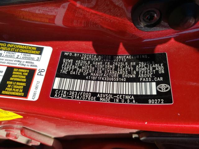 Photo 9 VIN: 4T1BF1FKXDU659140 - TOYOTA CAMRY L 