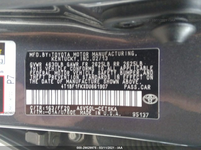 Photo 8 VIN: 4T1BF1FKXDU661907 - TOYOTA CAMRY 