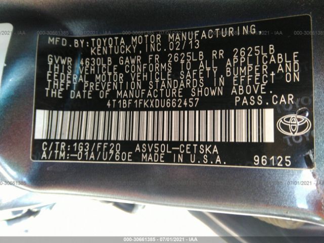 Photo 8 VIN: 4T1BF1FKXDU662457 - TOYOTA CAMRY 