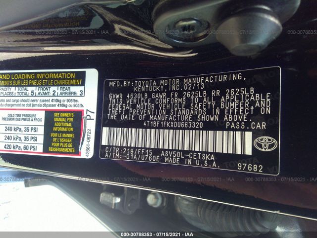 Photo 8 VIN: 4T1BF1FKXDU663320 - TOYOTA CAMRY 