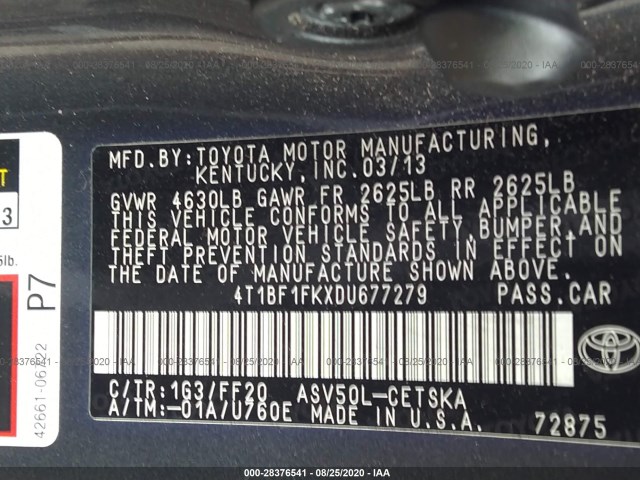 Photo 8 VIN: 4T1BF1FKXDU677279 - TOYOTA CAMRY 