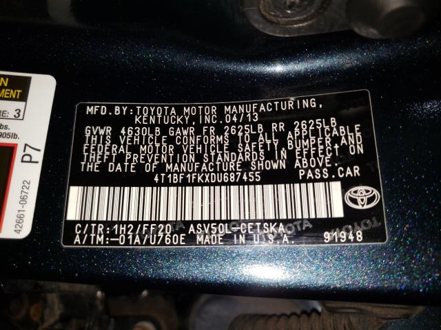 Photo 9 VIN: 4T1BF1FKXDU687455 - TOYOTA CAMRY SE 