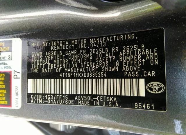 Photo 8 VIN: 4T1BF1FKXDU689254 - TOYOTA CAMRY 