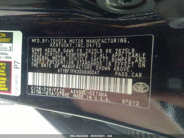 Photo 8 VIN: 4T1BF1FKXDU690047 - TOYOTA CAMRY 