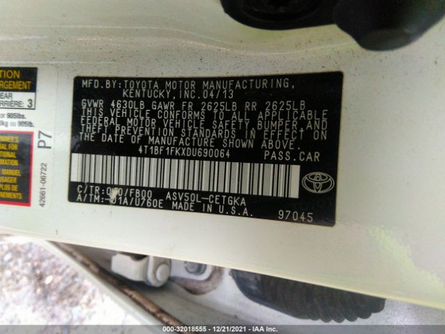 Photo 8 VIN: 4T1BF1FKXDU690064 - TOYOTA CAMRY 