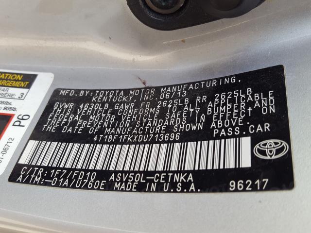 Photo 9 VIN: 4T1BF1FKXDU713696 - TOYOTA CAMRY L 