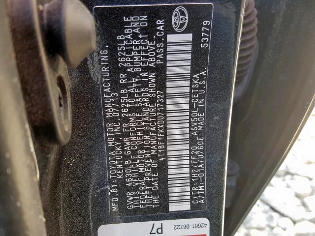 Photo 9 VIN: 4T1BF1FKXDU717327 - TOYOTA CAMRY L 