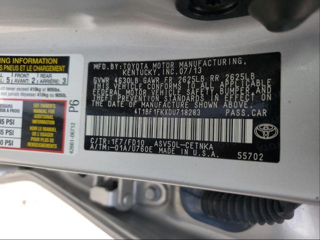 Photo 9 VIN: 4T1BF1FKXDU718283 - TOYOTA CAMRY L 