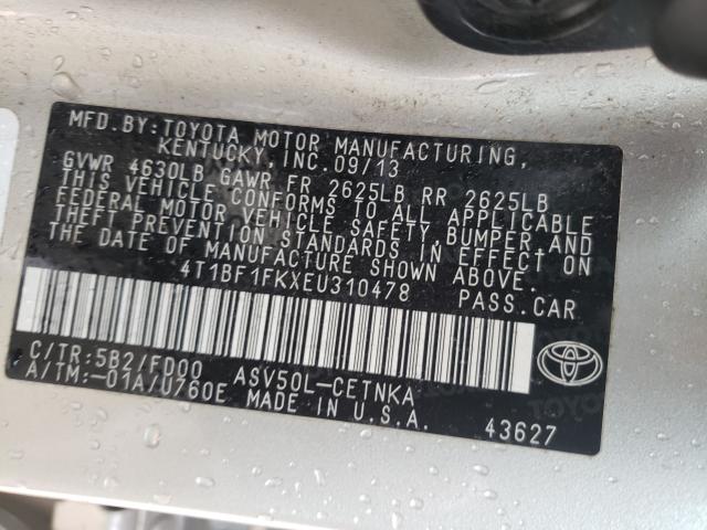 Photo 9 VIN: 4T1BF1FKXEU310478 - TOYOTA CAMRY L 