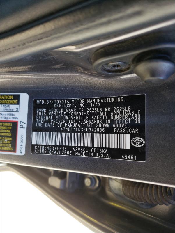 Photo 9 VIN: 4T1BF1FKXEU342086 - TOYOTA CAMRY L 