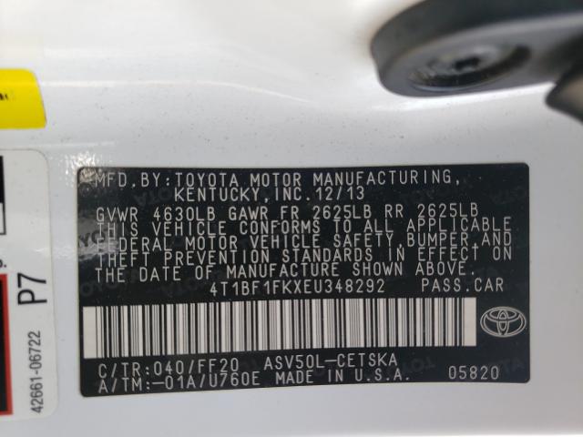 Photo 9 VIN: 4T1BF1FKXEU348292 - TOYOTA CAMRY L 