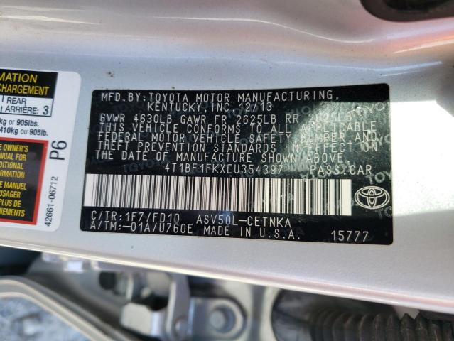 Photo 11 VIN: 4T1BF1FKXEU354397 - TOYOTA CAMRY L 