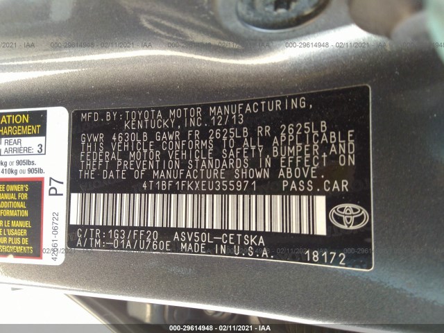 Photo 8 VIN: 4T1BF1FKXEU355971 - TOYOTA CAMRY 