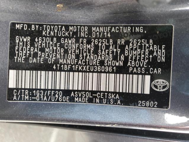 Photo 11 VIN: 4T1BF1FKXEU360961 - TOYOTA CAMRY 