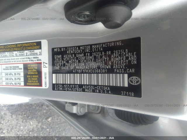 Photo 8 VIN: 4T1BF1FKXEU368381 - TOYOTA CAMRY 