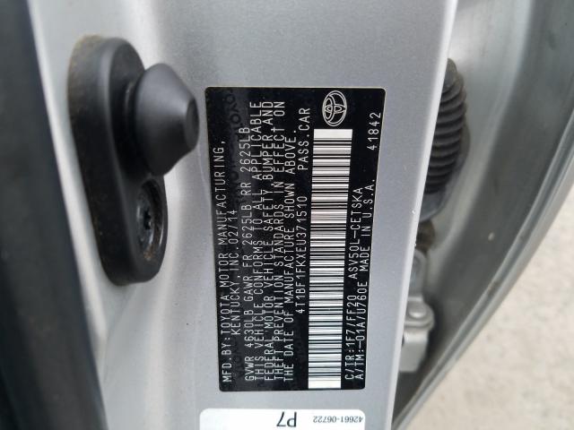 Photo 9 VIN: 4T1BF1FKXEU371510 - TOYOTA CAMRY L 