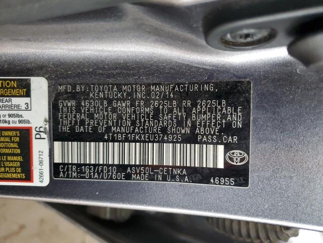 Photo 11 VIN: 4T1BF1FKXEU374925 - TOYOTA CAMRY 