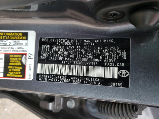 Photo 9 VIN: 4T1BF1FKXEU377145 - TOYOTA CAMRY L 