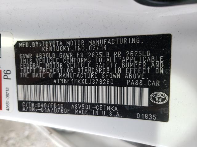 Photo 9 VIN: 4T1BF1FKXEU378280 - TOYOTA CAMRY L 