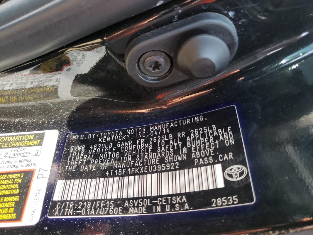 Photo 9 VIN: 4T1BF1FKXEU395922 - TOYOTA CAMRY L 