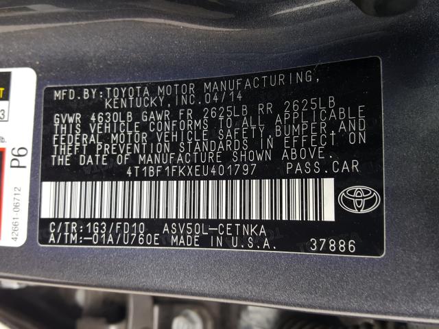 Photo 9 VIN: 4T1BF1FKXEU401797 - TOYOTA CAMRY L 