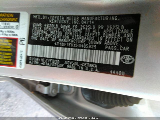 Photo 8 VIN: 4T1BF1FKXEU405929 - TOYOTA CAMRY 