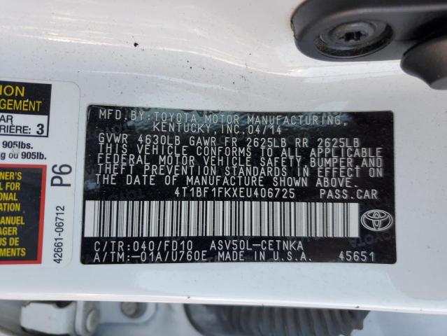 Photo 12 VIN: 4T1BF1FKXEU406725 - TOYOTA CAMRY 