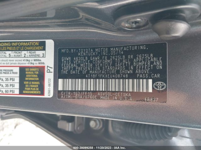 Photo 8 VIN: 4T1BF1FKXEU408748 - TOYOTA CAMRY 