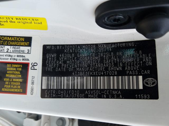 Photo 9 VIN: 4T1BF1FKXEU417028 - TOYOTA CAMRY L 