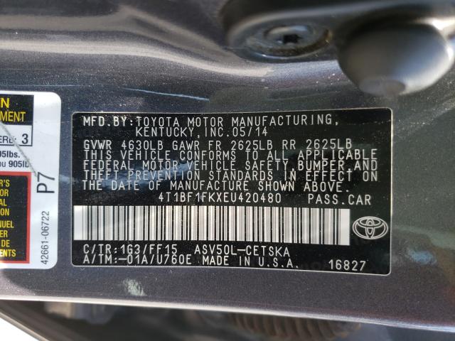 Photo 9 VIN: 4T1BF1FKXEU420480 - TOYOTA CAMRY L 