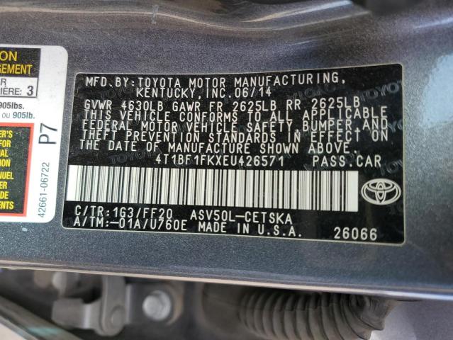 Photo 12 VIN: 4T1BF1FKXEU426571 - TOYOTA CAMRY L 