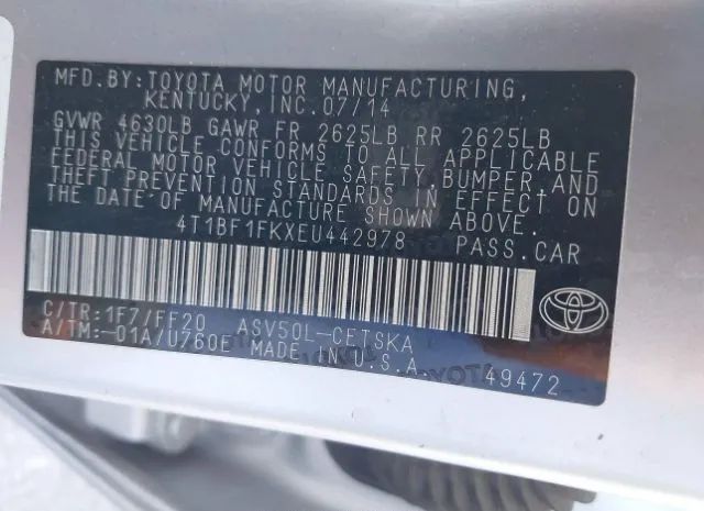 Photo 8 VIN: 4T1BF1FKXEU442978 - TOYOTA CAMRY 