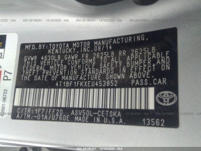 Photo 8 VIN: 4T1BF1FKXEU453852 - TOYOTA CAMRY 