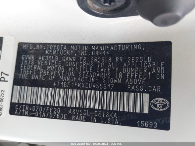 Photo 8 VIN: 4T1BF1FKXEU455617 - TOYOTA CAMRY 