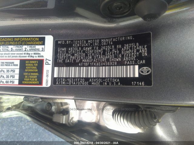 Photo 8 VIN: 4T1BF1FKXEU456928 - TOYOTA CAMRY 