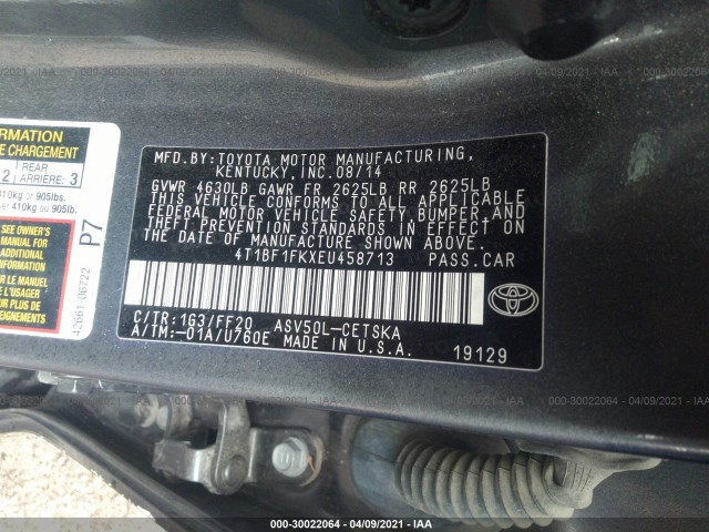 Photo 8 VIN: 4T1BF1FKXEU458713 - TOYOTA CAMRY 