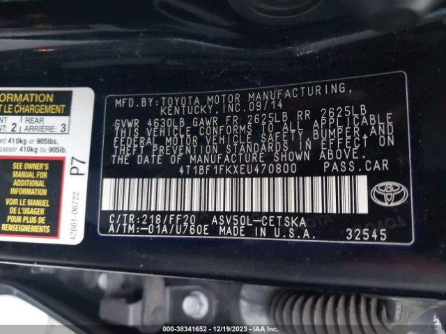 Photo 8 VIN: 4T1BF1FKXEU470800 - TOYOTA CAMRY 