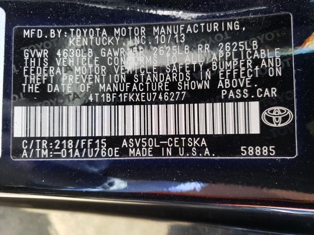 Photo 9 VIN: 4T1BF1FKXEU746277 - TOYOTA CAMRY L 