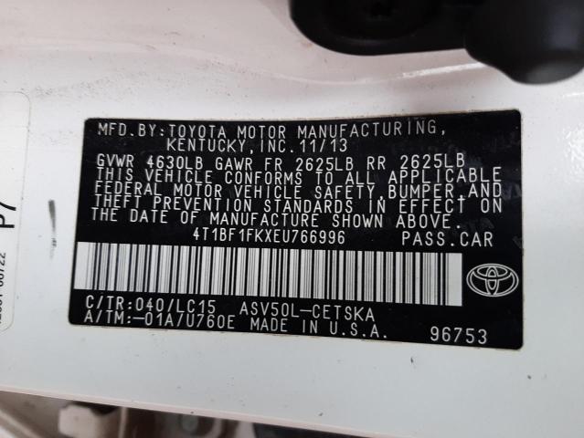 Photo 12 VIN: 4T1BF1FKXEU766996 - TOYOTA CAMRY L 