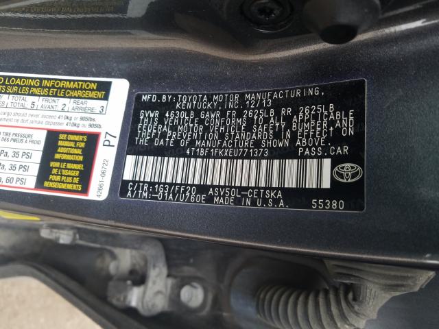 Photo 9 VIN: 4T1BF1FKXEU771373 - TOYOTA CAMRY L 