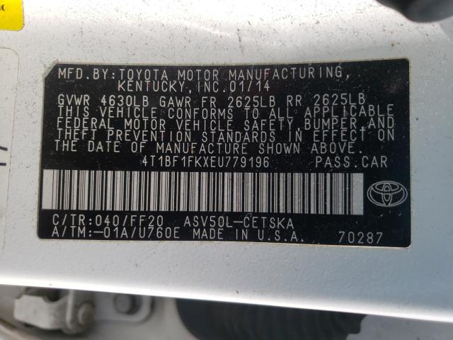 Photo 9 VIN: 4T1BF1FKXEU779196 - TOYOTA CAMRY L 