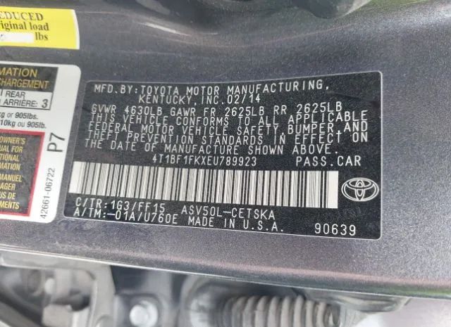 Photo 8 VIN: 4T1BF1FKXEU789923 - TOYOTA CAMRY 